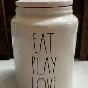 Rae Dunn White 'Eat Play Love' Canister